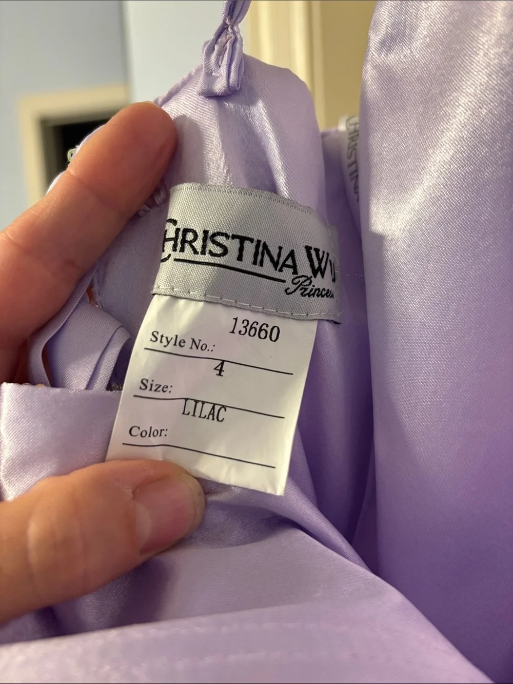 Christina Wu Lilac Sequin Embroidered Formal Dress